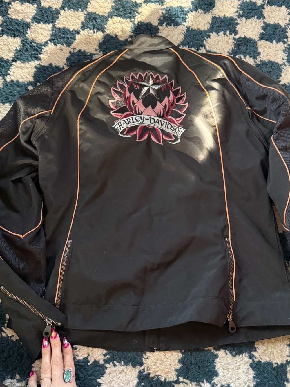 Harley Davidson star  Black Motorcycle Riding Jacket Womens XL